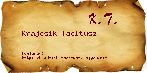 Krajcsik Tacitusz névjegykártya